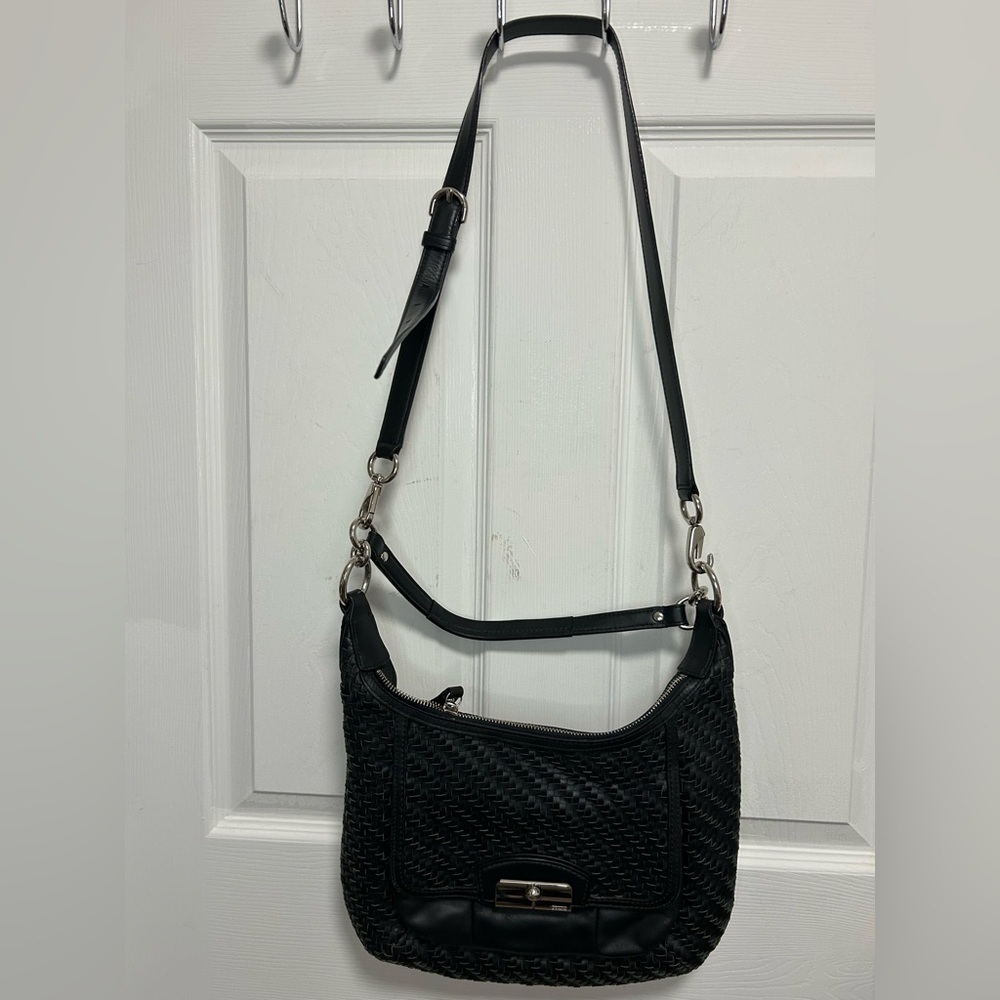 COACH authentic vintage Elegant Black Woven Leather Shoulder Bag/Crossbody Bag - Picture 9 of 9